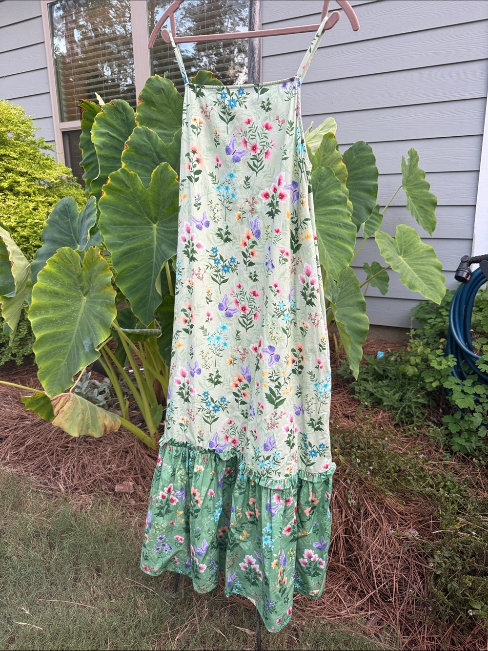 Floral Tiered Green Maxi Skirt - Light Mint & Emerald